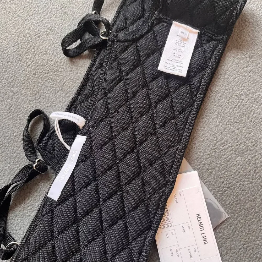 NWT Helmut Lang Womens Quilt Bra Size XS Small Black Bralette Retail $175